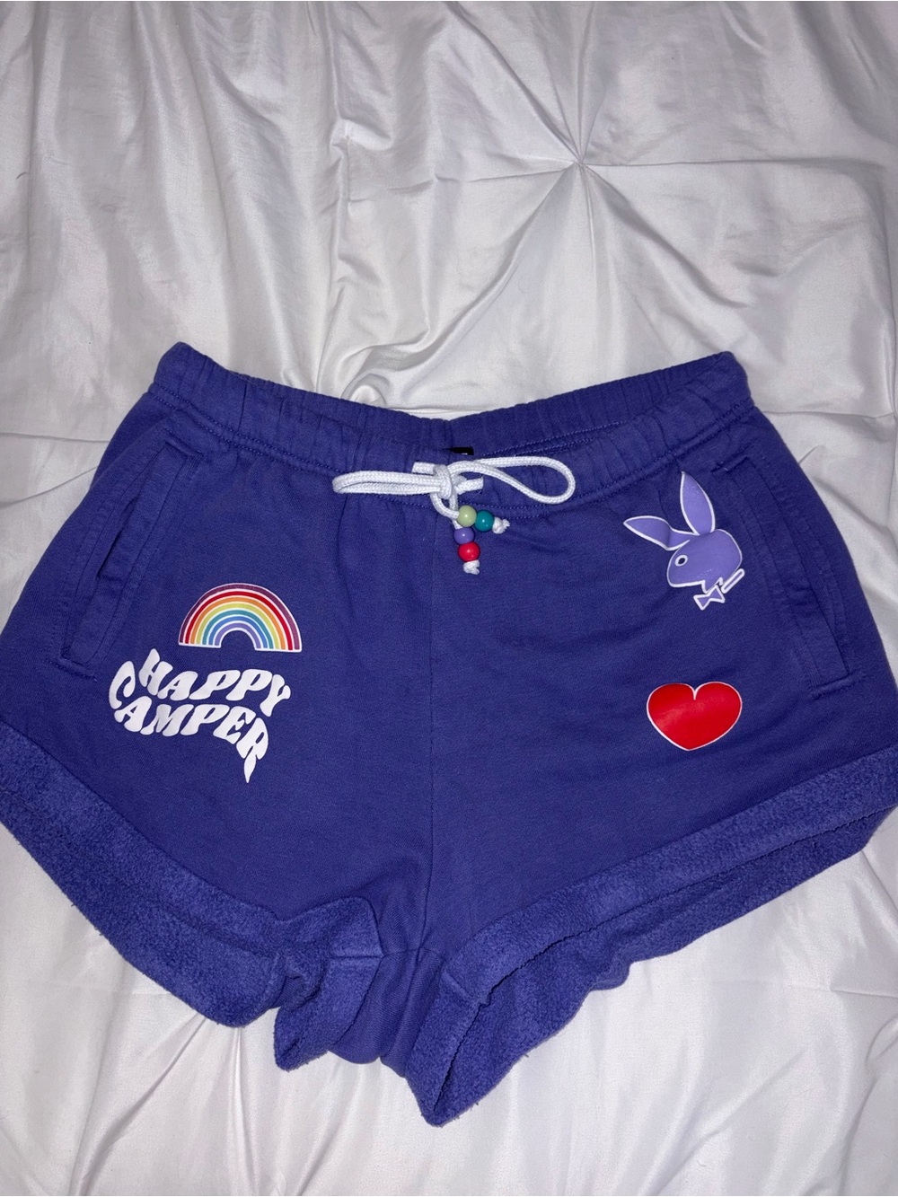 Pacsun Purple 'Happy Camper' Cotton Blend Women’s Shorts